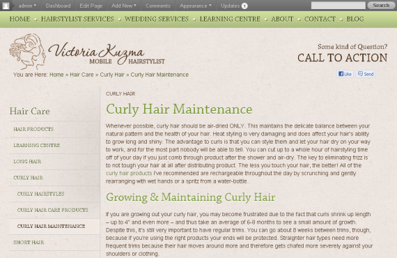 vancouver mobile hair stylist psd to wordpress project screenshot 4