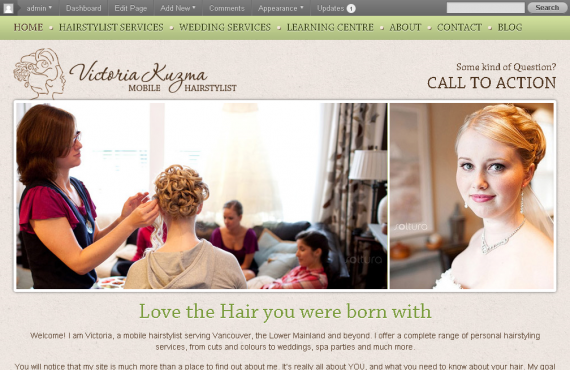 vancouver mobile hair stylist psd to wordpress project screenshot 2