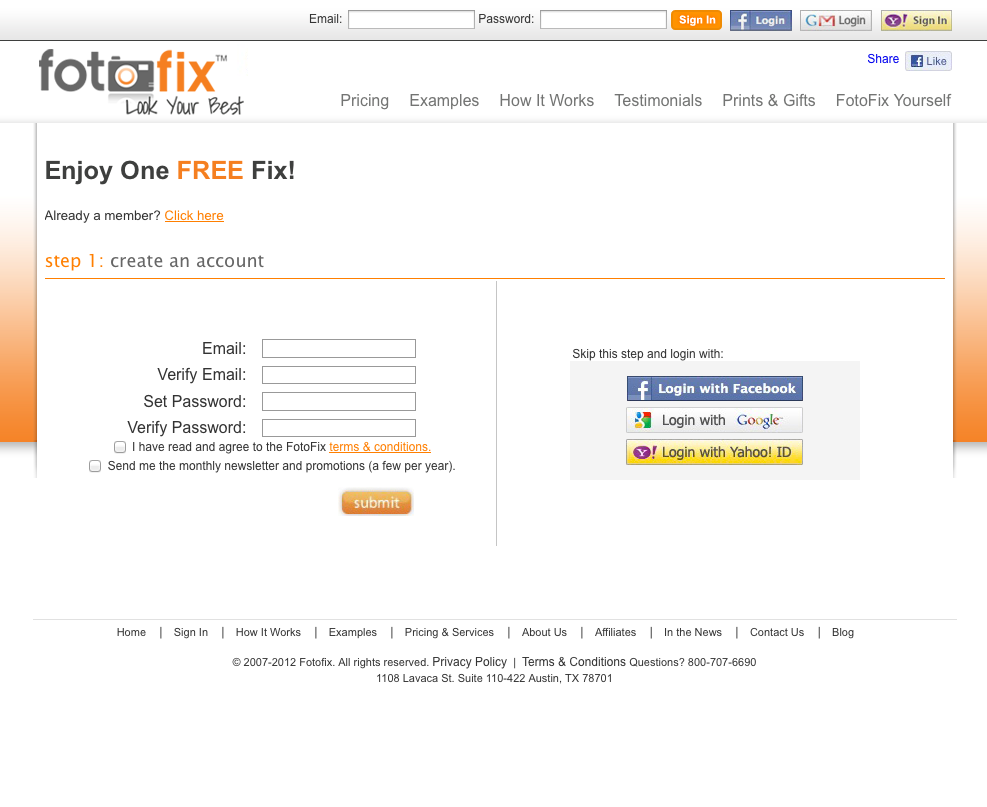 fotofix/photofix custom xhtml/css and php projects screenshot 2