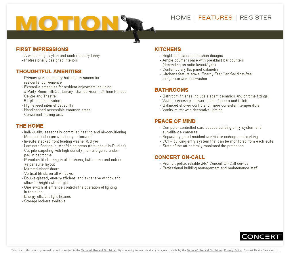 motion by concert: illustrator to html site + email template screenshot 2