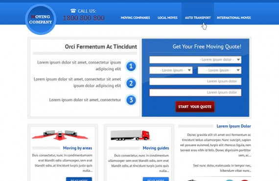 home page design creation for the moving company screenshot 1