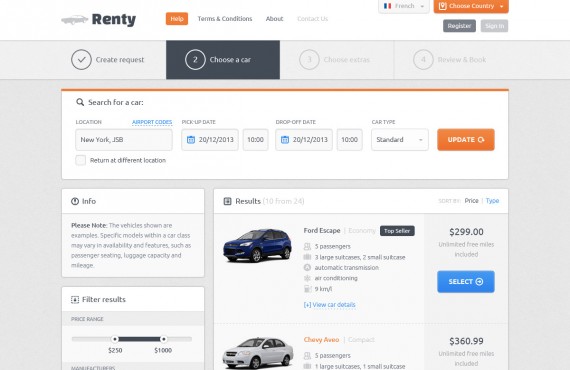 renty – car rental & booking psd template screenshot 3