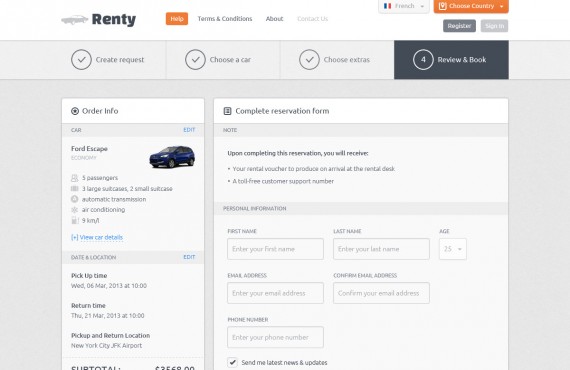 renty – car rental & booking psd template screenshot 4