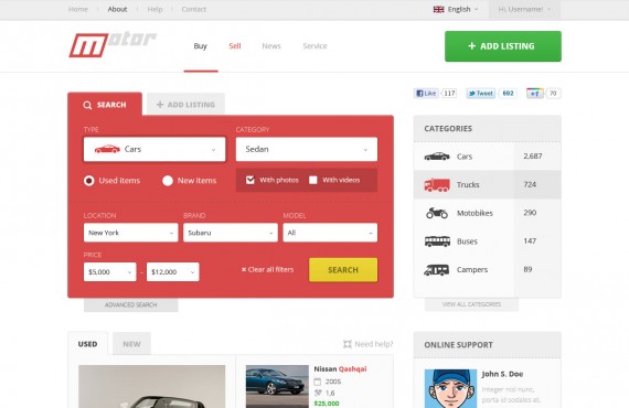 motor – vehicle marketplace psd template screenshot 1