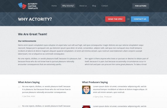 actority – psd template for casting agencies screenshot 2