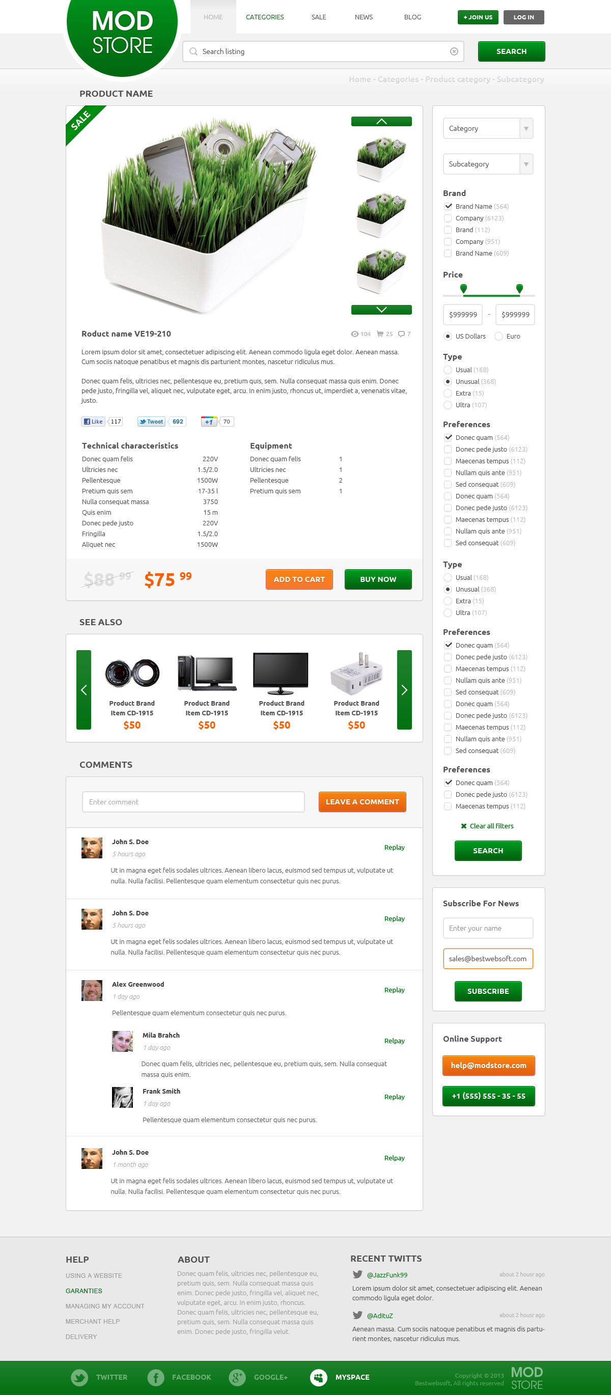 modstore – online shop psd template screenshot 3