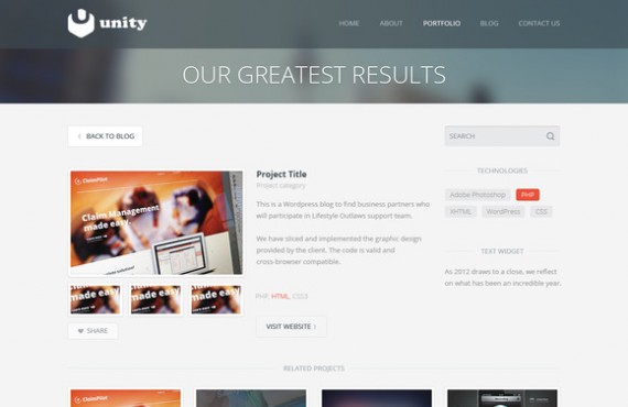unity – multipurpose html template screenshot 3