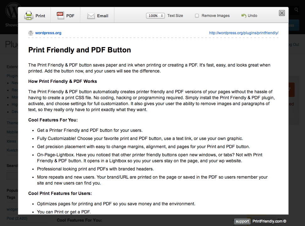 Print Friendly and PDF Button 
