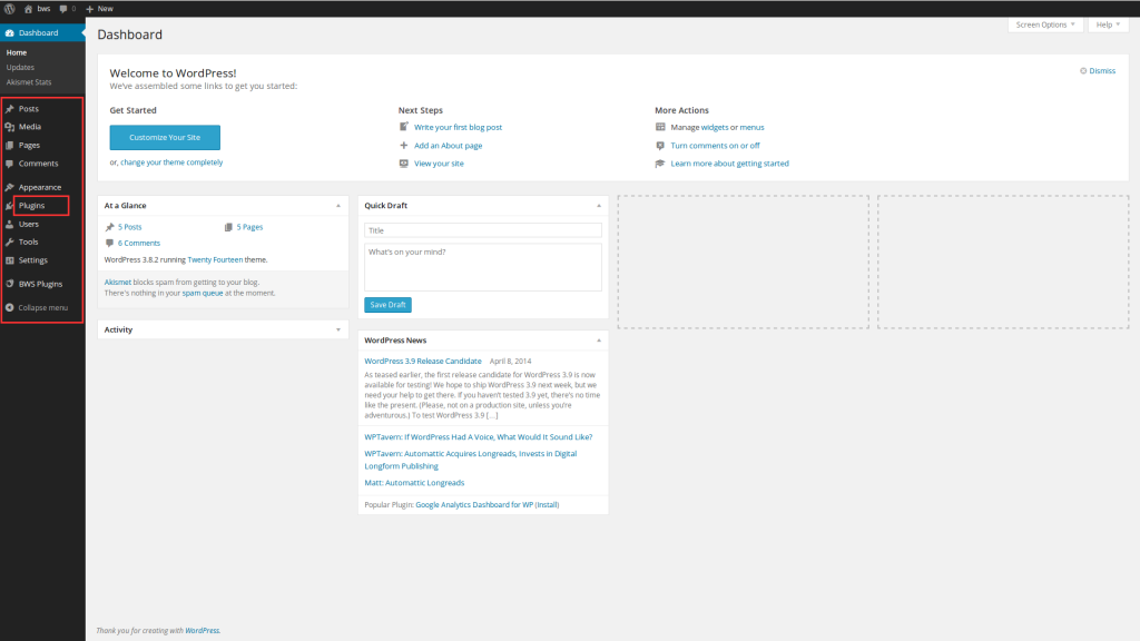 WordPress Admin Screens