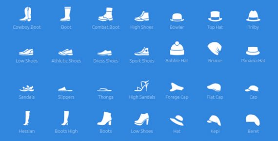 shoes and hats vector icons