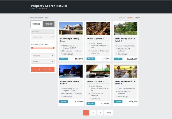 Property Search Results page.