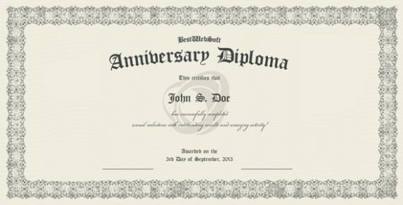 Anniversary diploma certificate