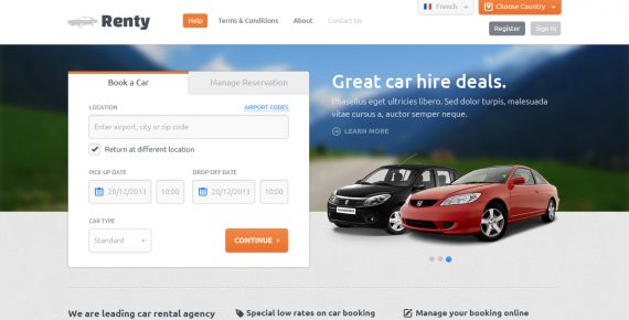 Renty - Car Rental & Booking Template