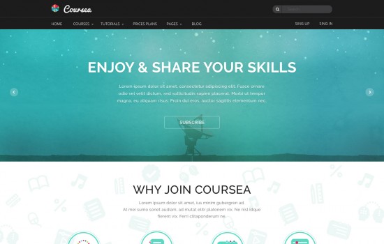 coursea – online tutorials & courses template screenshot 2