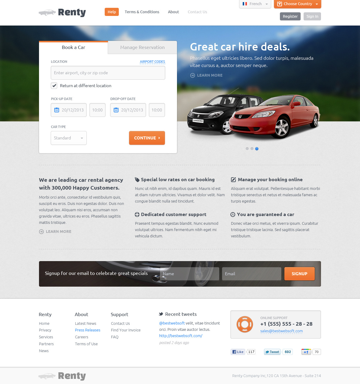 renty – car rental & booking html5 template screenshot 12