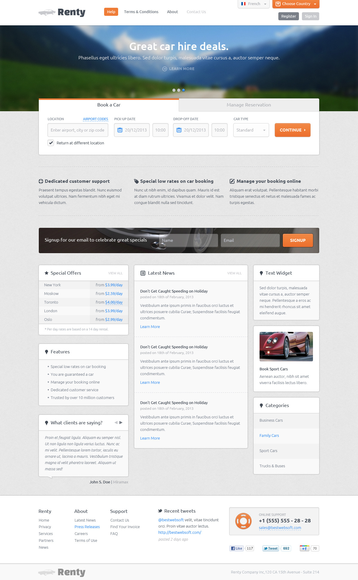renty – car rental & booking html5 template screenshot 6