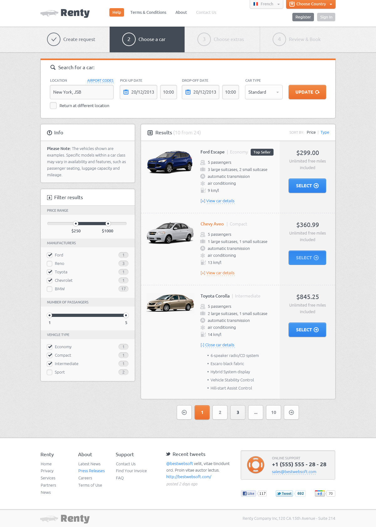 renty – car rental & booking html5 template screenshot 5