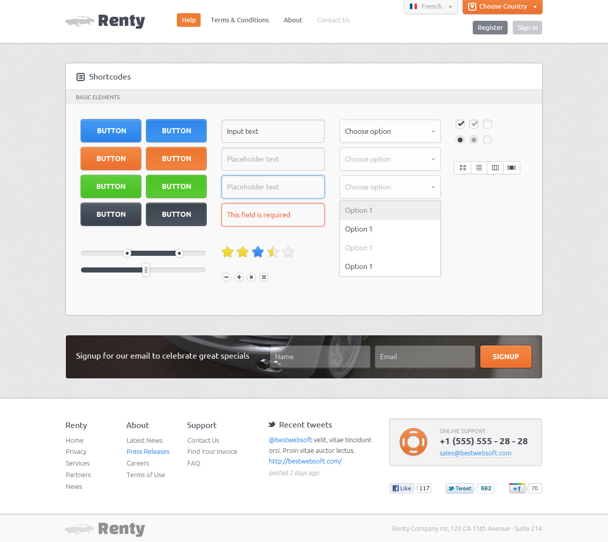 renty – car rental & booking html5 template screenshot 8