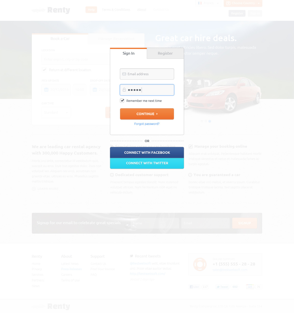 renty – car rental & booking html5 template screenshot 7