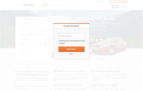 renty – car rental & booking html5 template screenshot 10