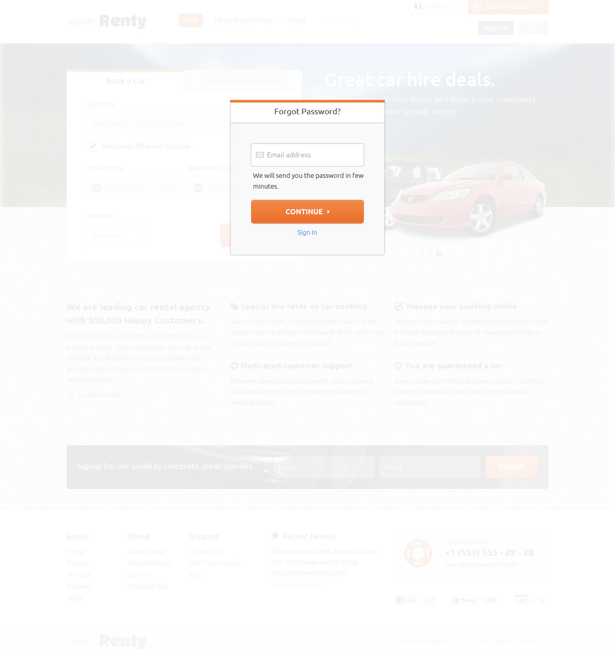 renty – car rental & booking html5 template screenshot 11