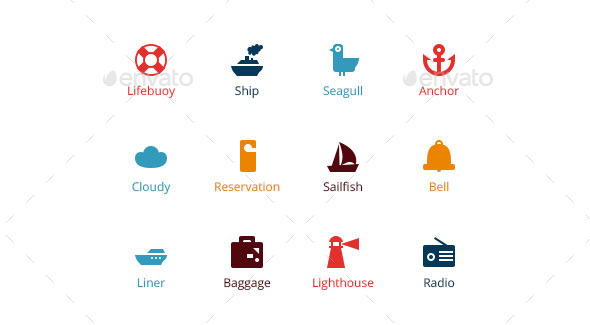 Sea Tours Booking & Trips - Vector Icons