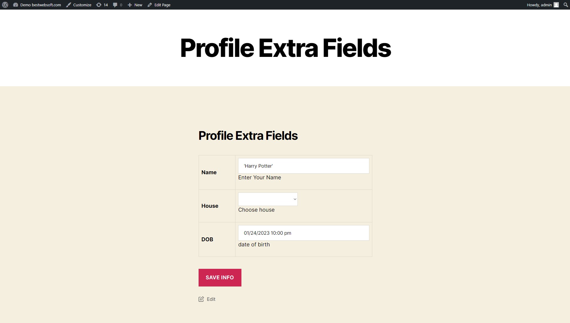 profile extra fields screenshot 23