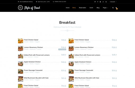 style of food – restaurant & cafe psd template screenshot 2