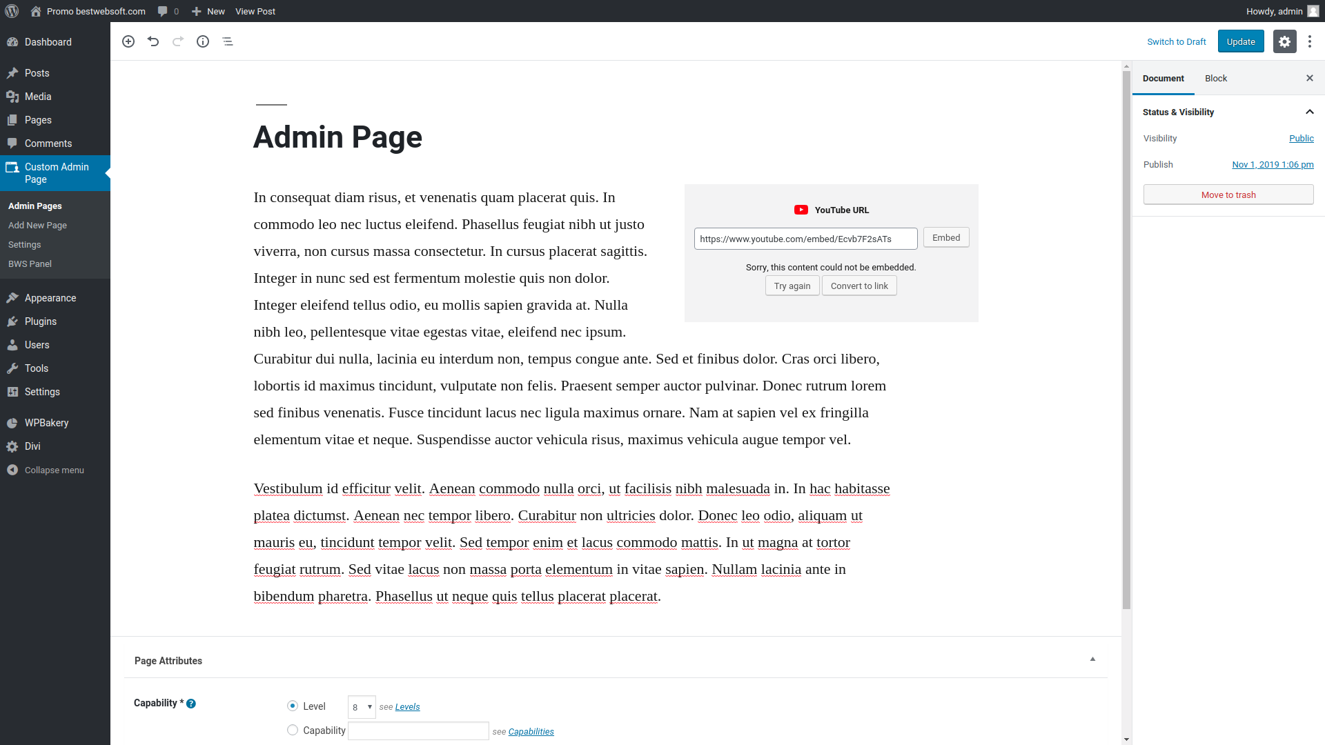 custom admin page screenshot 5