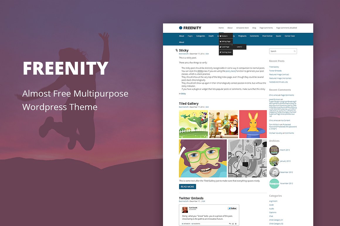 freenity cheap wordpress theme