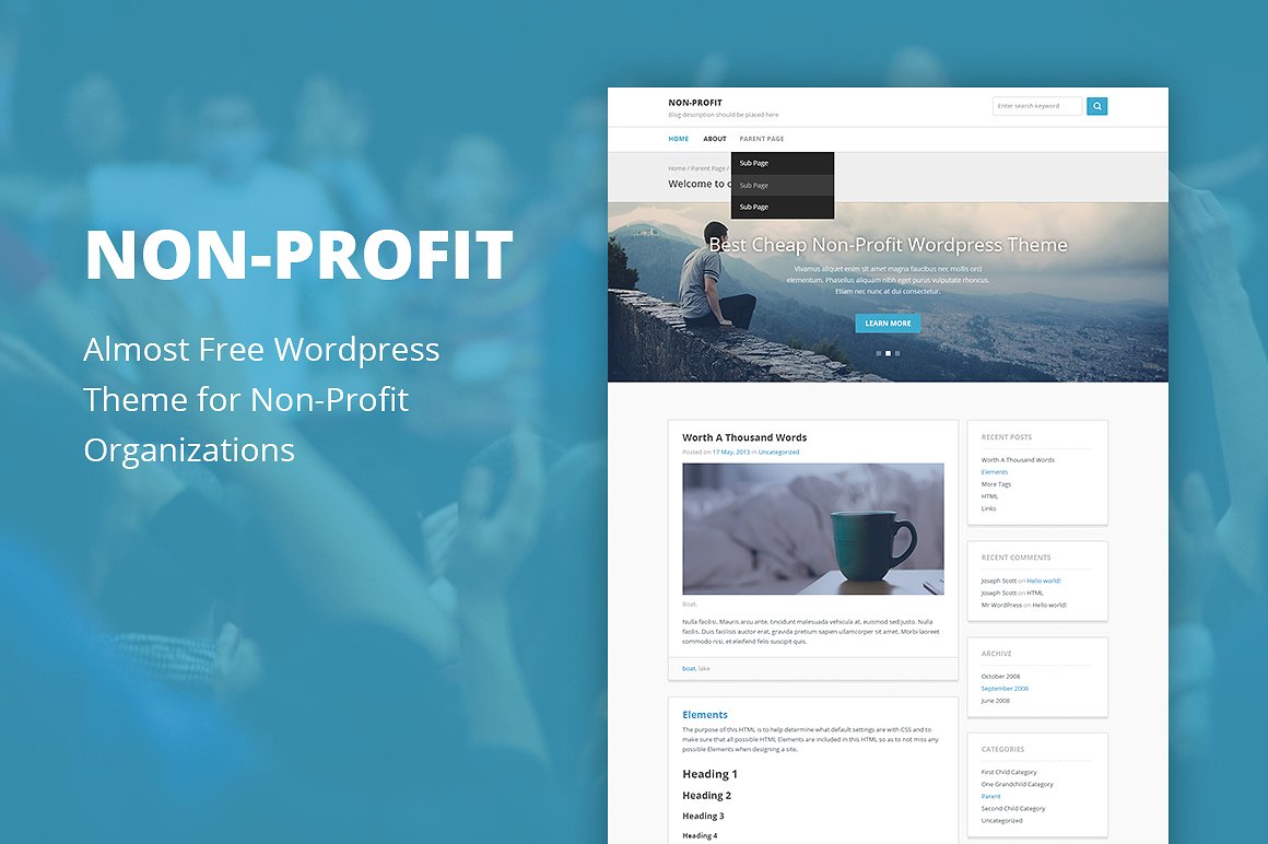 non-profit cheap wordpress theme