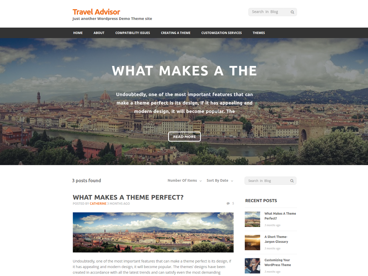 travel advisor – wordpress theme screenshot 1