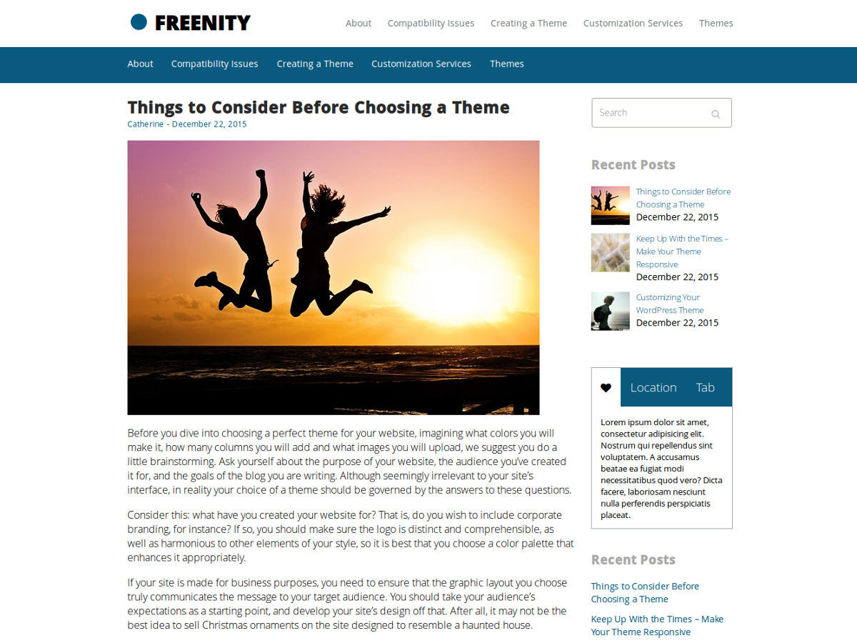 freenity – cheap wordpress theme screenshot 1