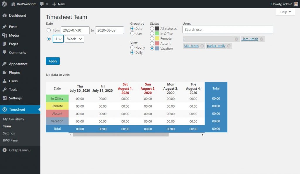 timesheet team