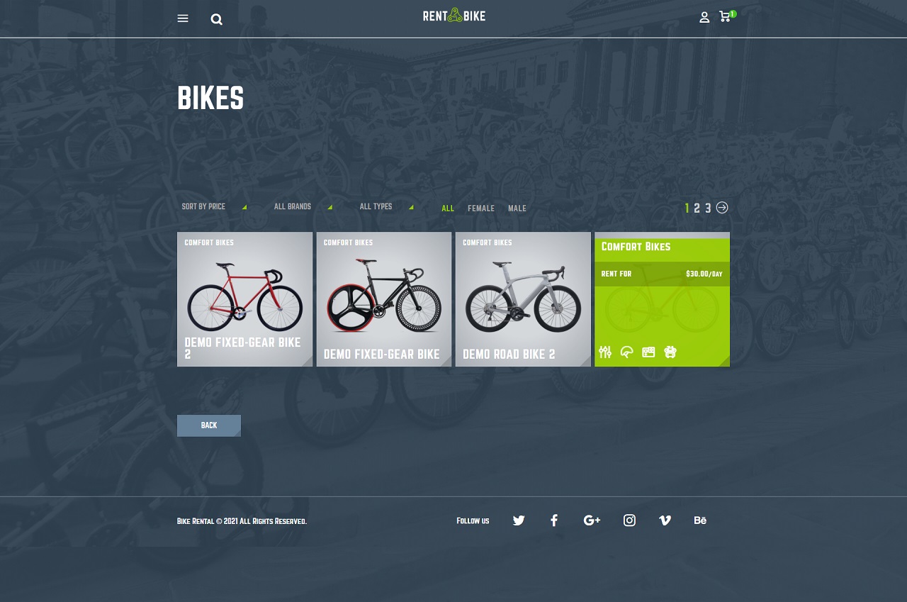 rent a bike – bike rental wordpress theme screenshot 2