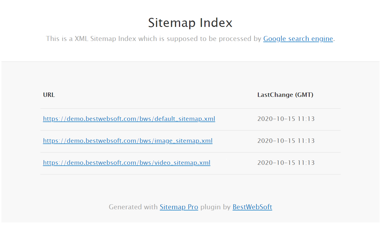 sitemap-demo-settings