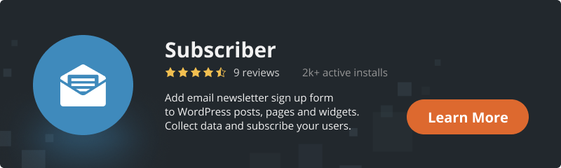 Subscriber plugin bestwebsoft