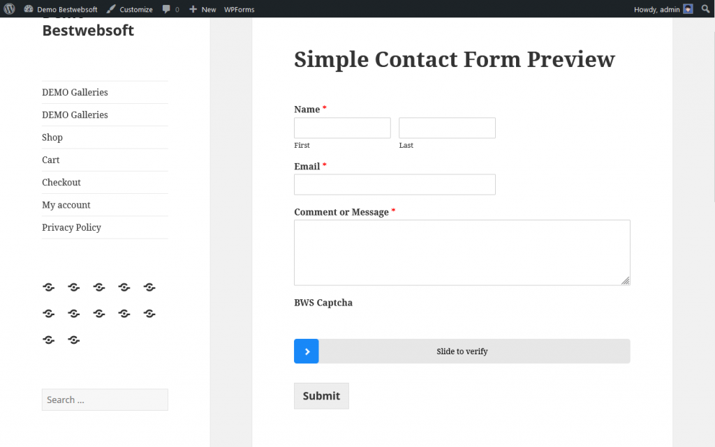 contact form