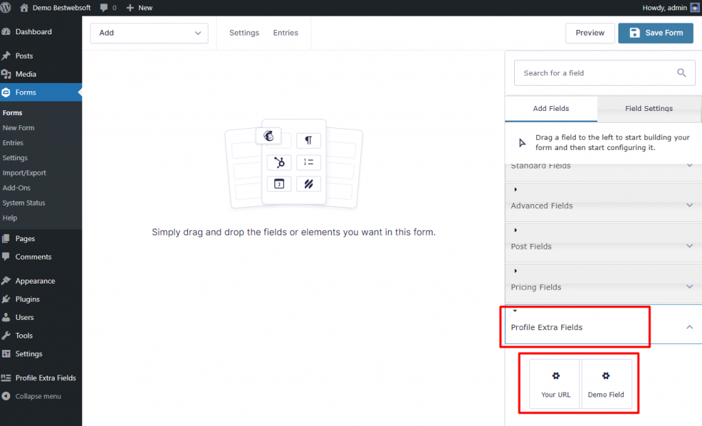 Gravity Forms Settings