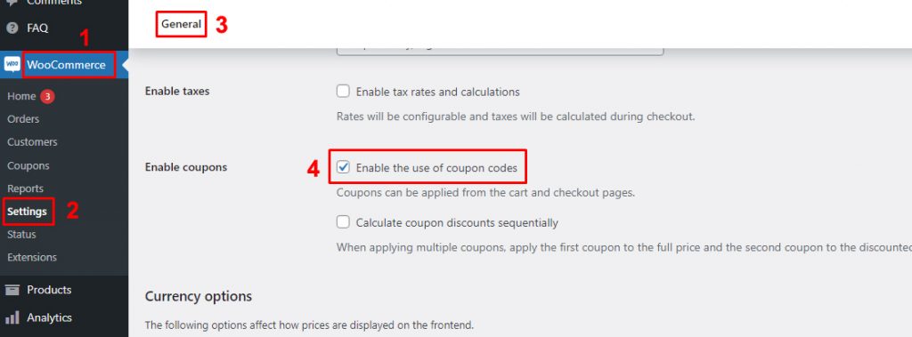 Activate the WooCommerce coupon