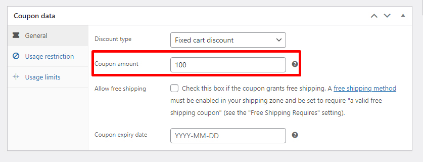 set coupon amount