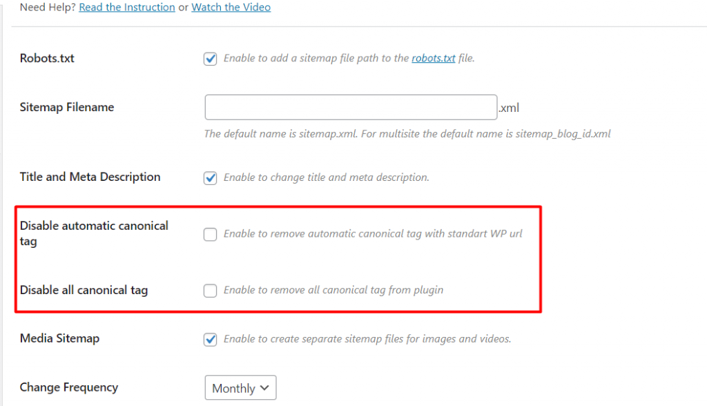 sitemap additional features canonical