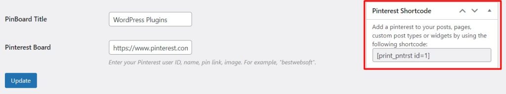shortcode pinterest