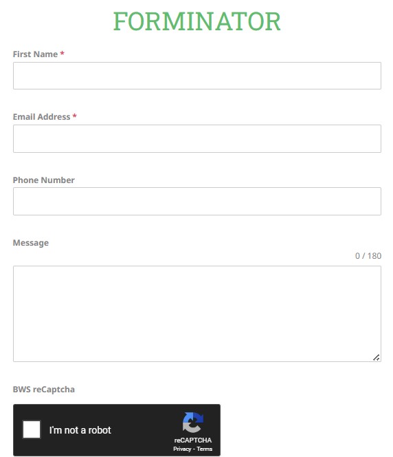 Example: reCaptcha on Forminator Form