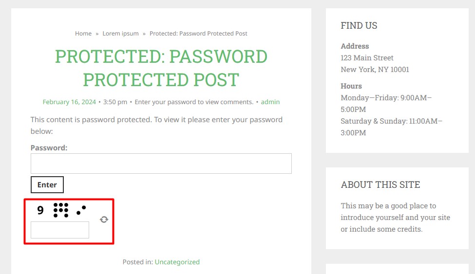 Captcha field along with the password box.