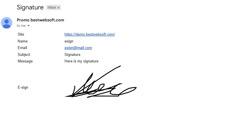 e-sign WP in in the email notification