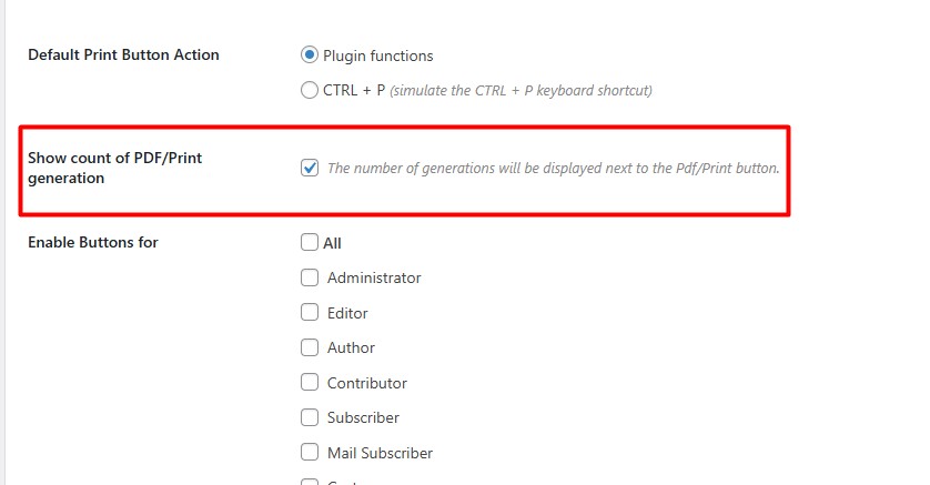 Enable PDF & Print Generation Counter