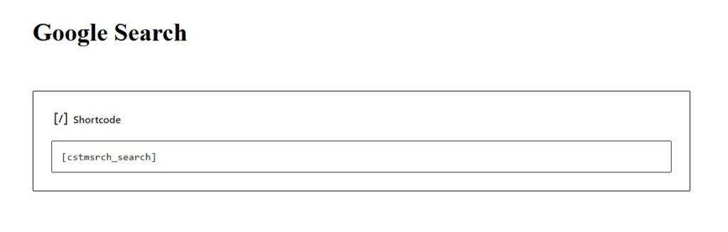 google search shortcode